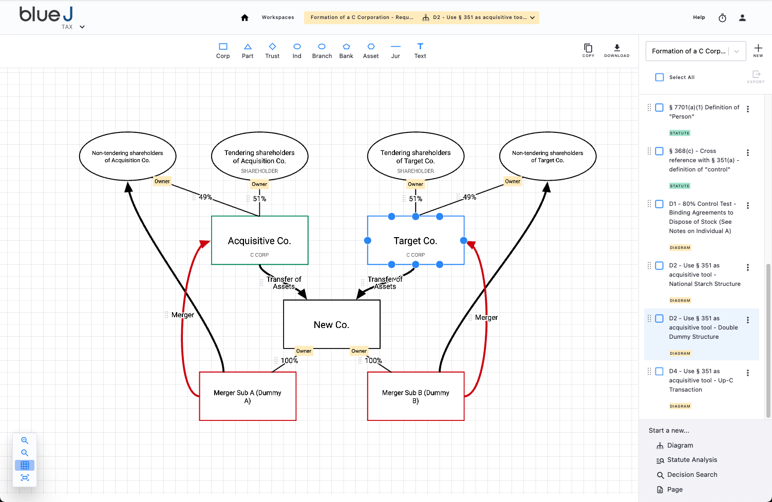screenshot of Blue J Diagramming
